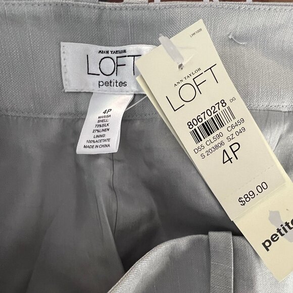 Ann Taylor Loft Petites NWT Marisa Trouser Cropped Silk Linen Women's Size 4P - Picture 3 of 6